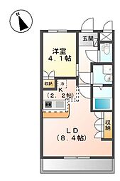 明和マンション2 1LDKの間取図画像