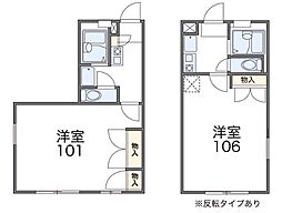 レオパレスBFフォーティエイト 1Kの間取図画像