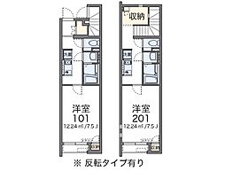 クレイノ黒川 1Kの間取図画像