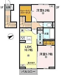 グランフェリーチェ 2LDKの間取図画像