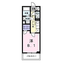 カネコハイツ 1Kの間取図画像
