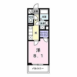 カネコハイツ 1Kの間取図画像