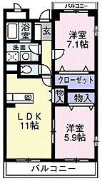 プラムガーデン 2LDKの間取図画像