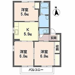 フレグランス今市 3Kの間取図画像