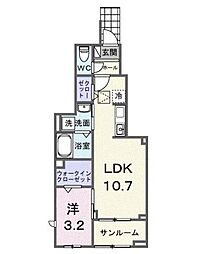 ルミエール 鈴蘭台 1LDKの間取図画像