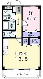 ディアコートK 1LDKの間取図画像