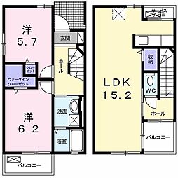 クレーヴェル 2LDKの間取図画像