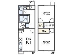 レオパレスリチェル 2DKの間取図画像