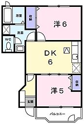 エンジェルミタニ 2DKの間取図画像