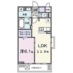ヒカルサ東加古川 1LDKの間取図画像