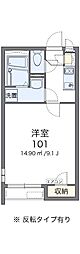 リブェールポムール 1Kの間取図画像