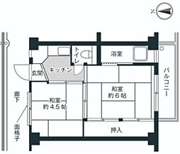 ビレッジハウス志方1号棟 2Kの間取図画像