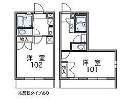レオパレスセントリーフ1号館 1Kの間取図画像