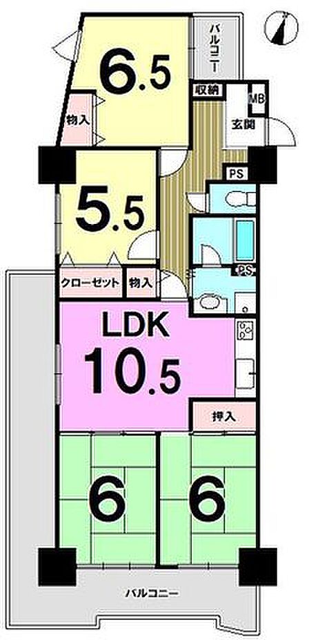 角部屋2面バルコニーで明るく開放的。好みにリフォームしたい方におススメです。無料でリフォーム見積もりいたします。お気軽にお問い合わせください。