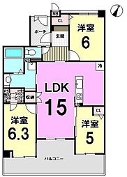 JGMヴェルデ春日弐番館 3LDKの間取図画像