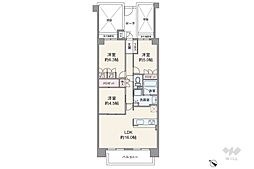 ウィングコート伊丹大野 3LDKの間取図画像