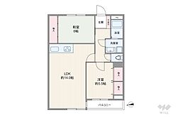 サンプリンス伊丹 2LDKの間取図画像