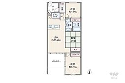 パレ塚口北宮の杜 3LDKの間取図画像