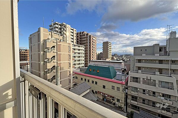 バルコニーからの眺め（南東方向）6階部分で、目の前には高い建物がないため、日当たり・通風・眺望良好で、気持ちかいいです！時には外に出て外気に触れ、気分をリフレッシュしていただくことも可能です