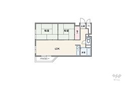 伊丹グリーンハイツ 2LDKの間取図画像