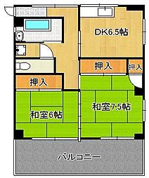 フタカハイツ 3階2DKの間取り