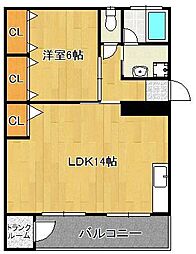 コーポ伊藤 4階1LDKの間取り