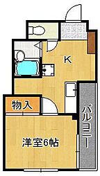 ディアライフ中央 5階1Kの間取り