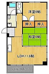 ハイツＫ 3階2LDKの間取り