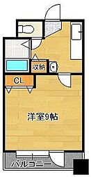 ニューサンリバー8番館 13階1Kの間取り