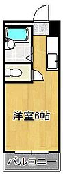 ジョイフル天神 3階ワンルームの間取り