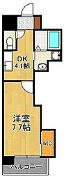アベニール幸 7階1DKの間取り
