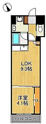 ウィングス西本町 1LDKの間取図画像