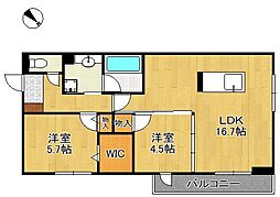 D-ROOM浅生 2LDKの間取図画像