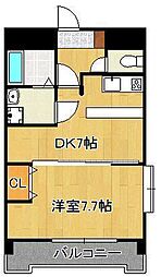 シャルマン・エルディオII 6階1DKの間取り