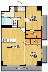 THESQUARE・clubResidence 2LDKの間取図画像