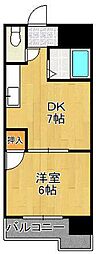 ヴィレッヂ皆好園1番館 1DKの間取図画像