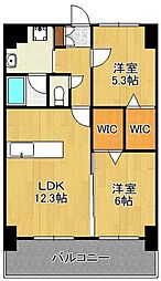 ザスクエアプラチナレジデンス 2LDKの間取図画像