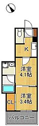 サンシャイン・プリンセス八幡駅前 2Kの間取図画像