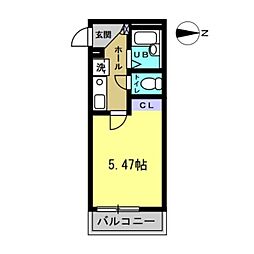 ベルフルール 2階1Kの間取り
