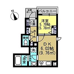 エスポワール 1階1DKの間取り