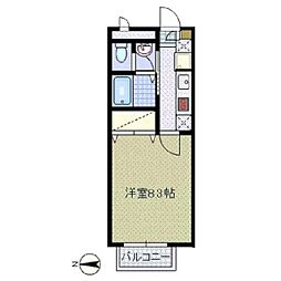 フォレストメゾン 2階1Kの間取り