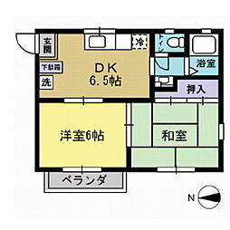観音ハイム 2DKの間取図画像