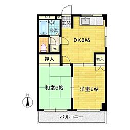 サニー・ハイツ 2DKの間取図画像
