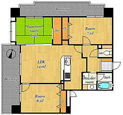 エイルマンション鍋島グランコート 3LDKの間取り
