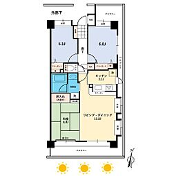 レーベンハイム吉川参番館 3LDKの間取図画像