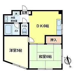 第1吉岡マンション 2DKの間取図画像
