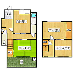 京阪京津線 四宮駅 徒歩4分の賃貸一戸建て 3DKの間取り