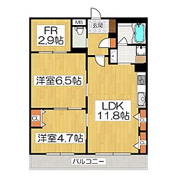 インサイトルポ山科新十条 2階2SLDKの間取り