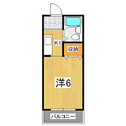 カーサブランカIII 1階1Kの間取り