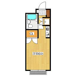 岡本マンション 3階ワンルームの間取り